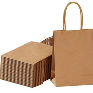 50 Brown Kraft Paper Gift Bags with Handles